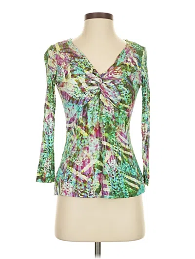 Pre-owned Hilton Hollis 3/4 Sleeve Blouse In Green