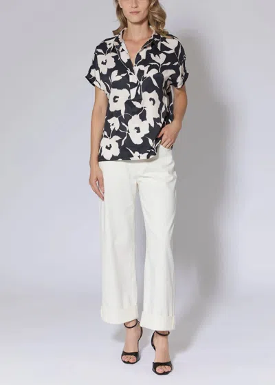Hilton Hollis Abstract Floral Print Top In Black/chalk