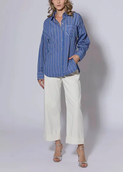 Hilton Hollis Barre Stripe Shirt In Cobalt In Blue