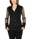 Hilton Hollis Ceramica Poplin With Applique Shirt In Black Combo In Black