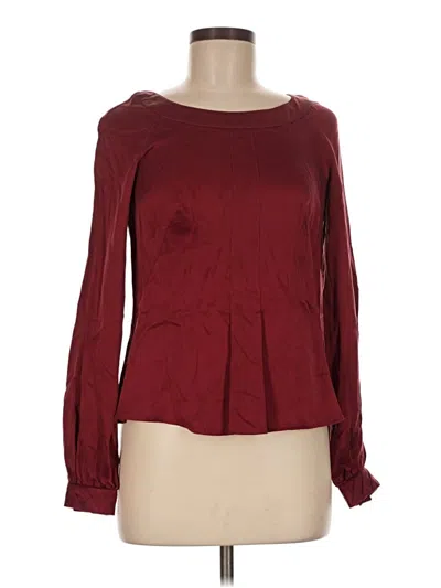 Hilton Hollis Long Sleeve Silk Top Burgundy Boatneck Tops