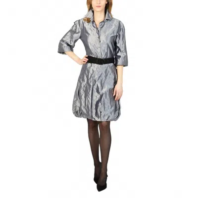 Hilton Hollis Metallic Shirt Dress In Silver In Gray