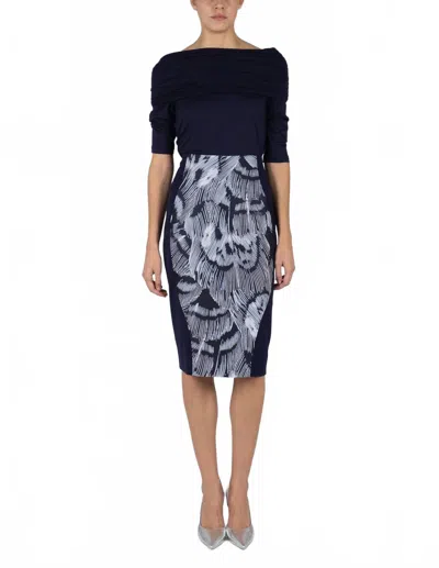 Hilton Hollis Plume Jacquard Skirt In Navy In Multi