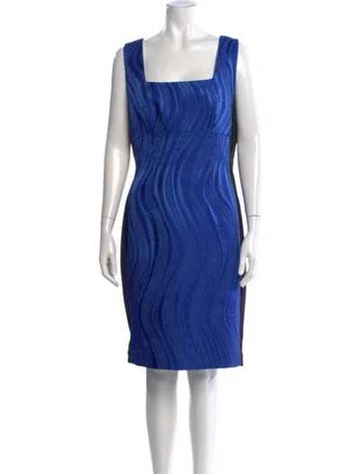 Pre-owned Hilton Hollis Printed Knee-length Dress W/ Tags In Blue