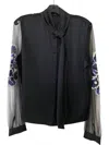 Hilton Hollis Women's Lurex Fiore Tulle Shirt In Black/navy In Black