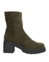 Hilya Woman Ankle Boots Military Green Size 6 Leather In Green