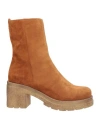 Hilya Woman Ankle Boots Tan Size 10 Leather In Brown