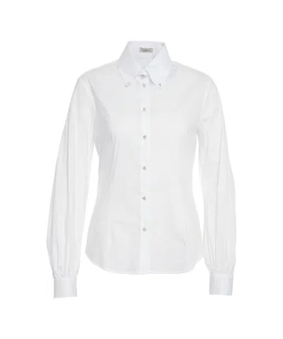 Himon's Button-down Collar Blouse In White