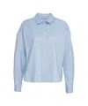 Himon's Cropped Blouse With Classic Collar And Buttoned Cuffs In Blue