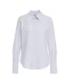 Himon's Fine Striped Long-sleeved Shirt With Classic Collar In White