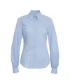 Himon's Fitted Striped Blouse With Collar In Blue