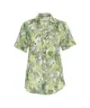 Himon's Himons Floral Patterned Green Blouse With Rounded Hem