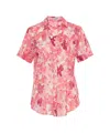 Himon's Himons Floral Patterned Red Blouse With V-neckline