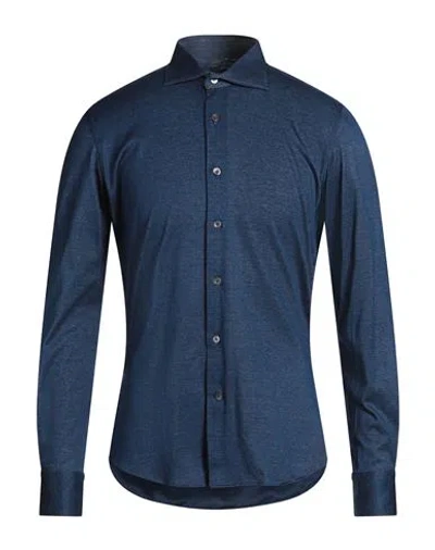 Himon's Man Shirt Navy Size 17 Cotton In Blue