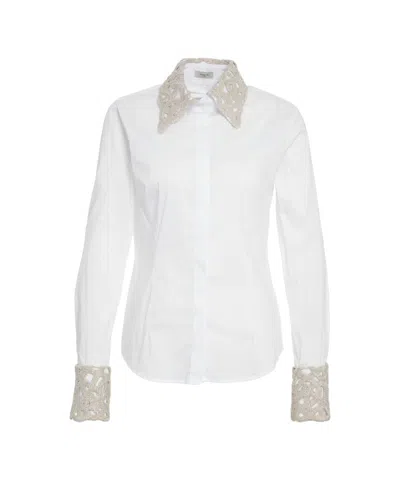 Himon's Intricate Embroidered Blouse With Classic Button-down Design In Animal Print