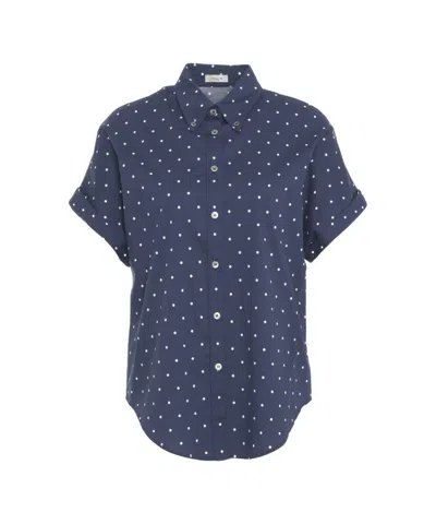 Himon's Himons Polka Dot Print Blouse With Button-down Collar In Blue