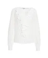 Himon's Ruffled Detail Blouse In Lightweight Fabric In White