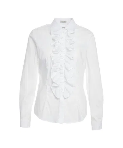 Himon's Ruffled Placket Long-sleeve Shirt In Red