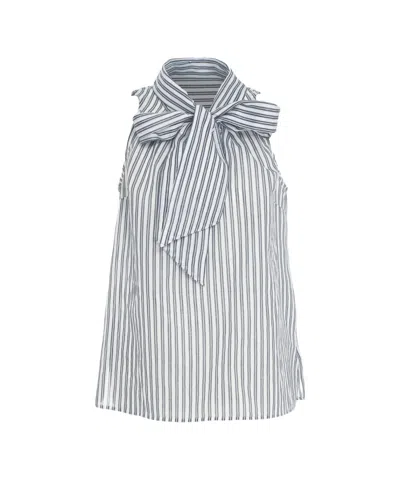 Himon's Himons Striped Sleeveless Blouse In Blue