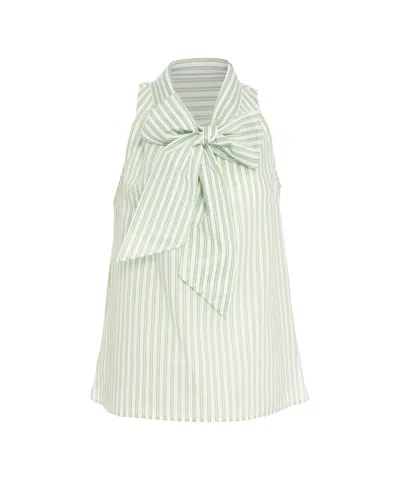 Himon's Himons Striped Sleeveless Blouse In Green