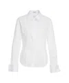 Himon's Tulle-trimmed Blouse With Classic Collar And Tailored Fit In White