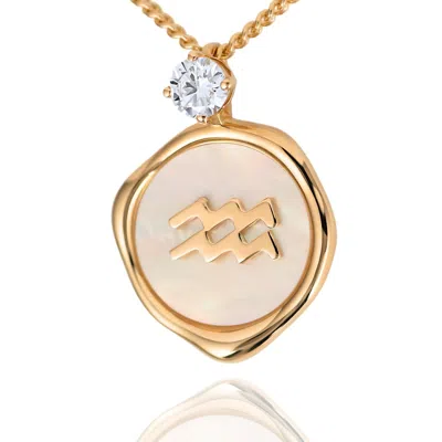 Hinch & Liu Women's Aquarius Zodiac Pendant - Lab Grown Diamond Pendant In Gold