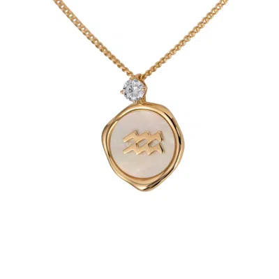 Hinch & Liu Women's Aquarius Zodiac Pendant - Lab Grown Diamond Pendant In Gold Vermeil