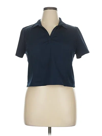 Pre-owned Hind Short Sleeve Top Blue Collared Neckline Tops