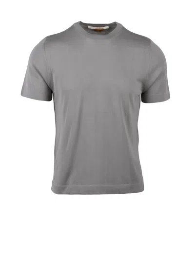 Hindustrie Beige Textured Cotton Knit T-shirt In Grey