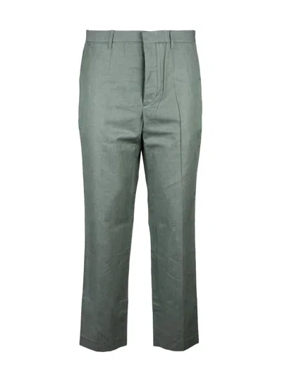 Hindustrie Cotton Linen Trousers - Sage Green