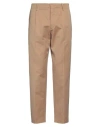 Hindustrie Man Pants Camel Size 36 Cotton, Linen In Brown