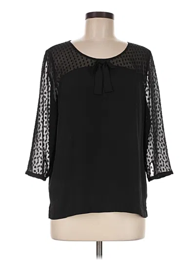 Pre-owned Hinge 3/4 Sleeve Blouse In Black