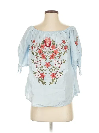 Pre-owned Hinge 3/4 Sleeve Blouse In Blue