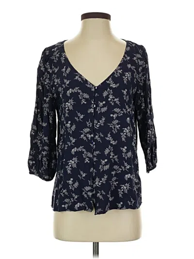 Pre-owned Hinge 3/4 Sleeve Blouse In Blue