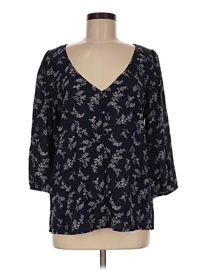 Pre-owned Hinge 3/4 Sleeve Blouse In Blue