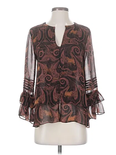 Pre-owned Hinge 3/4 Sleeve Blouse In Brown