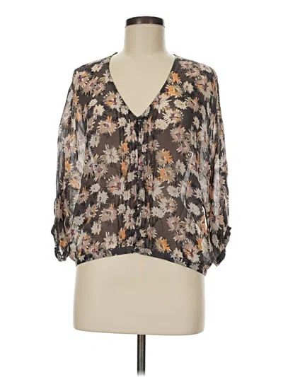 Pre-owned Hinge 3/4 Sleeve Blouse In Brown