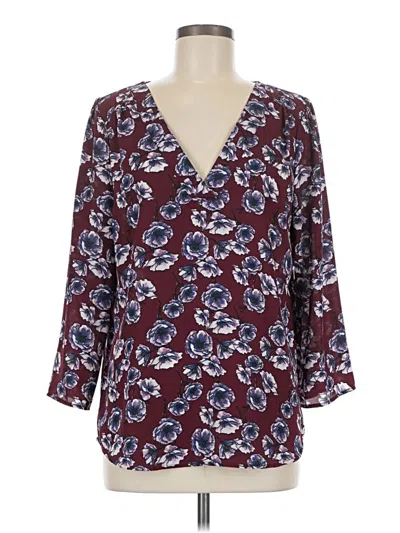 Pre-owned Hinge 3/4 Sleeve Blouse In Burgundy