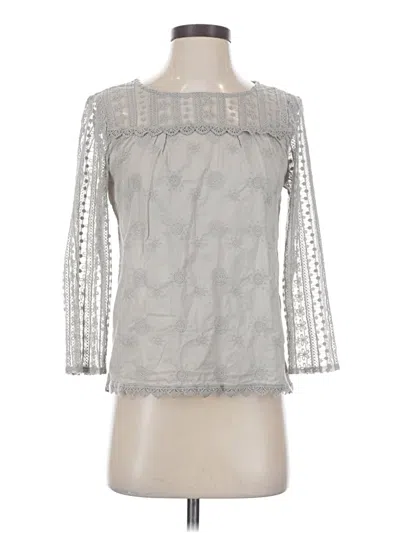 Pre-owned Hinge 3/4 Sleeve Blouse In Gray