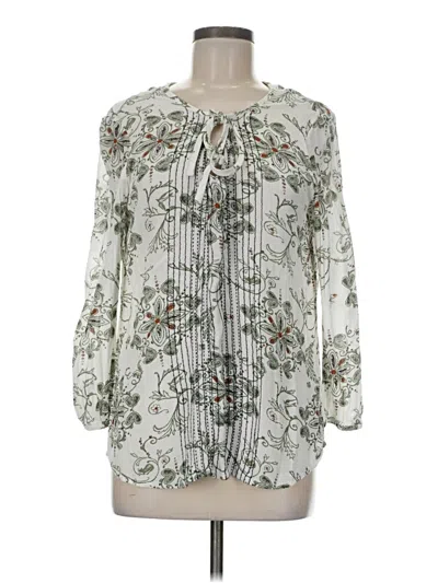 Pre-owned Hinge 3/4 Sleeve Blouse In White