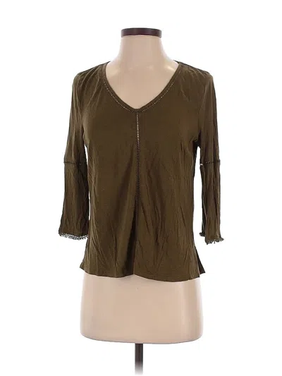 Pre-owned Hinge 3/4 Sleeve Top Brown V Neck Tops