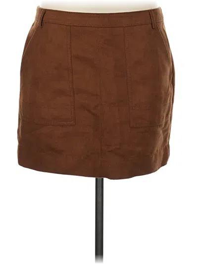 Pre-owned Hinge Faux Leather Skirt In Brown