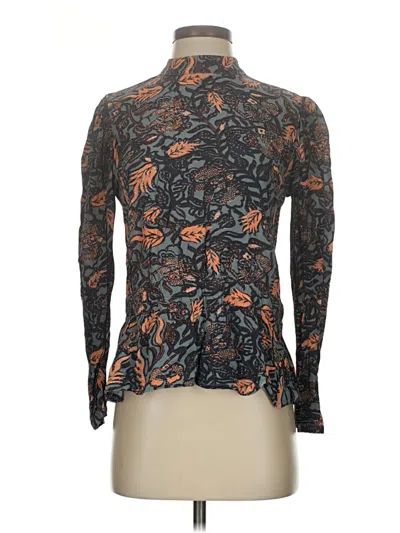 Pre-owned Hinge Long Sleeve Blouse In Black