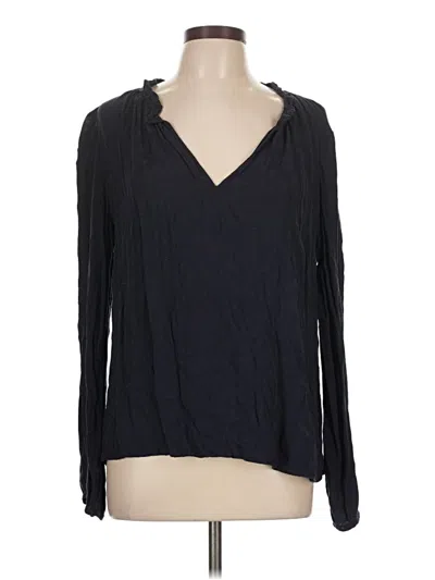 Pre-owned Hinge Long Sleeve Blouse In Black