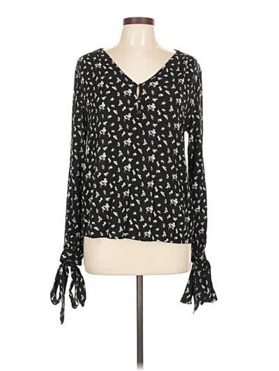 Pre-owned Hinge Long Sleeve Blouse In Black