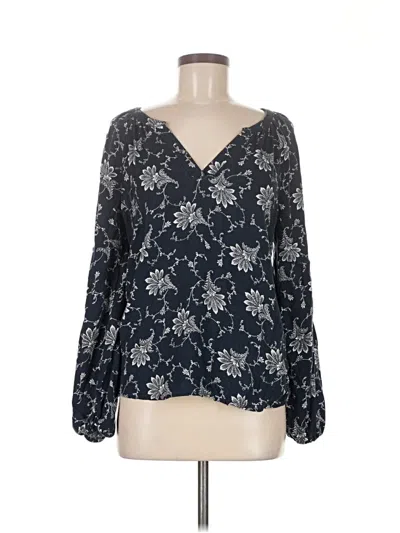 Pre-owned Hinge Long Sleeve Blouse In Black