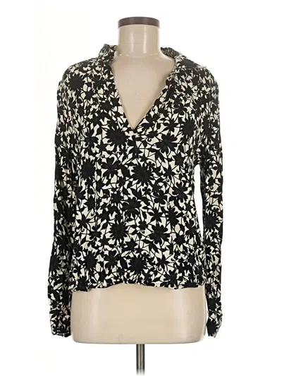 Pre-owned Hinge Long Sleeve Blouse In Black