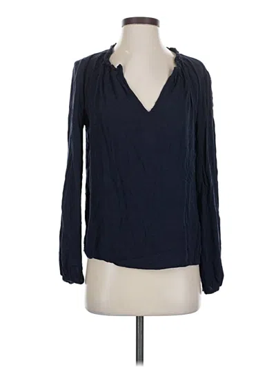 Pre-owned Hinge Long Sleeve Blouse In Blue