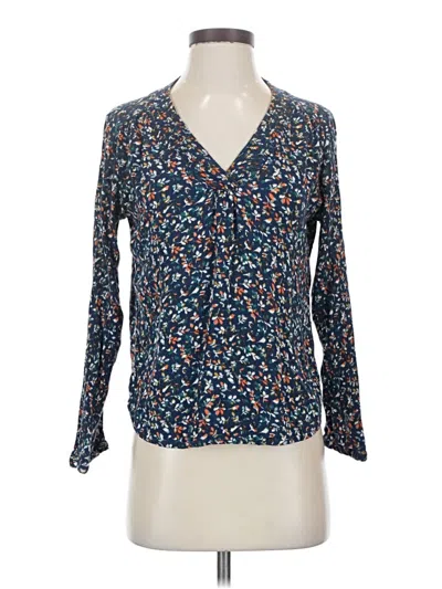 Pre-owned Hinge Long Sleeve Blouse In Blue