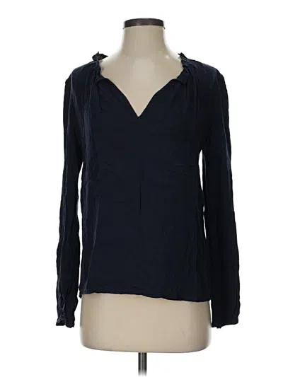 Pre-owned Hinge Long Sleeve Blouse In Blue